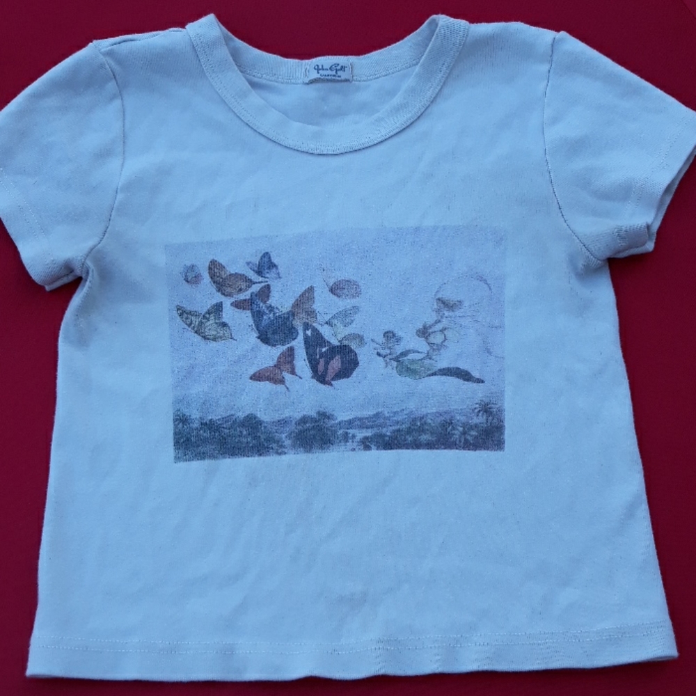 Girls Tee Vintage look Butterflies fairy love